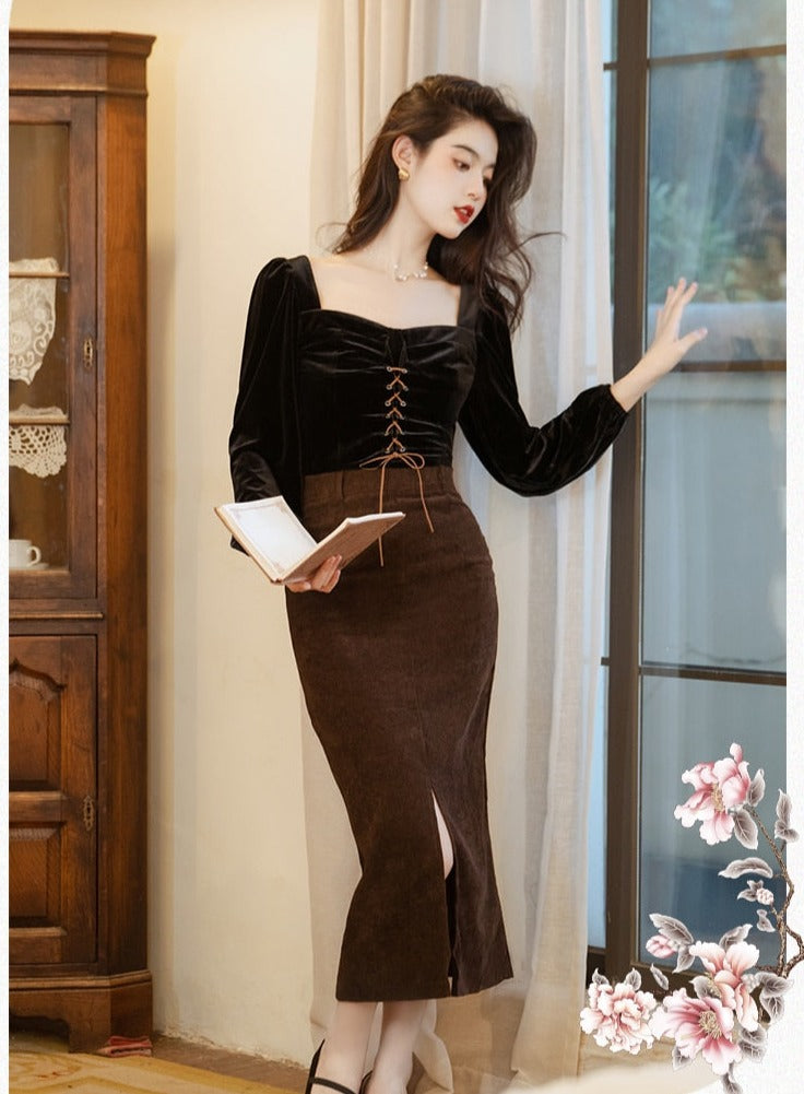 Darkening Night 2-piece Dark Academia Set