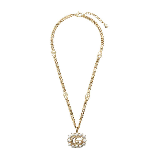 18K Double Gucci Pearl Double Gucci Necklace