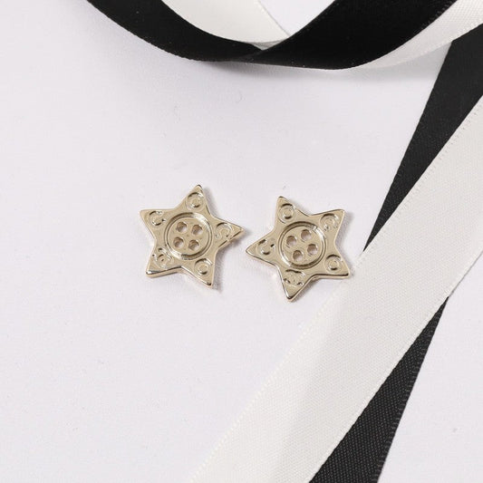 18K Chanel Star Gold Earrings