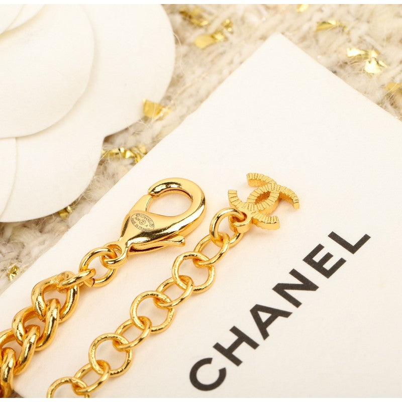 18K Chanel White Logo Choker Necklace