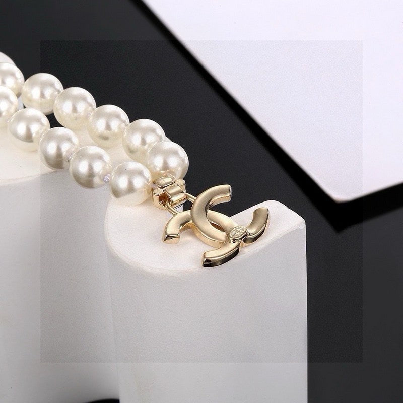 18K Chanel Pearl Chain Diamond Necklace