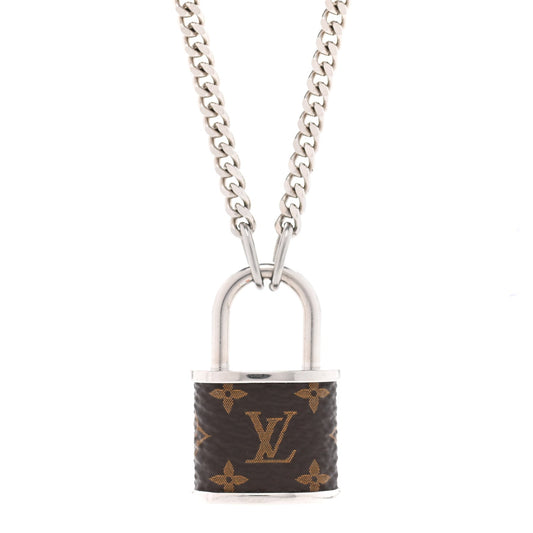 18K Louis Vuitton Monogram Lock Pendant Necklace