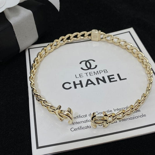 18K Interlocking  Chanel Cuff Logo Choker Necklaces