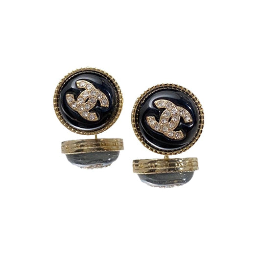 18K  Chanel Pearl Crystal Stud Earrings