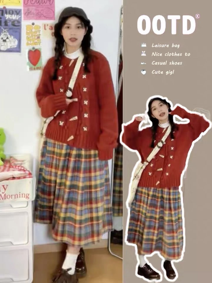 Plaid Pleated Wool Winter Skirt