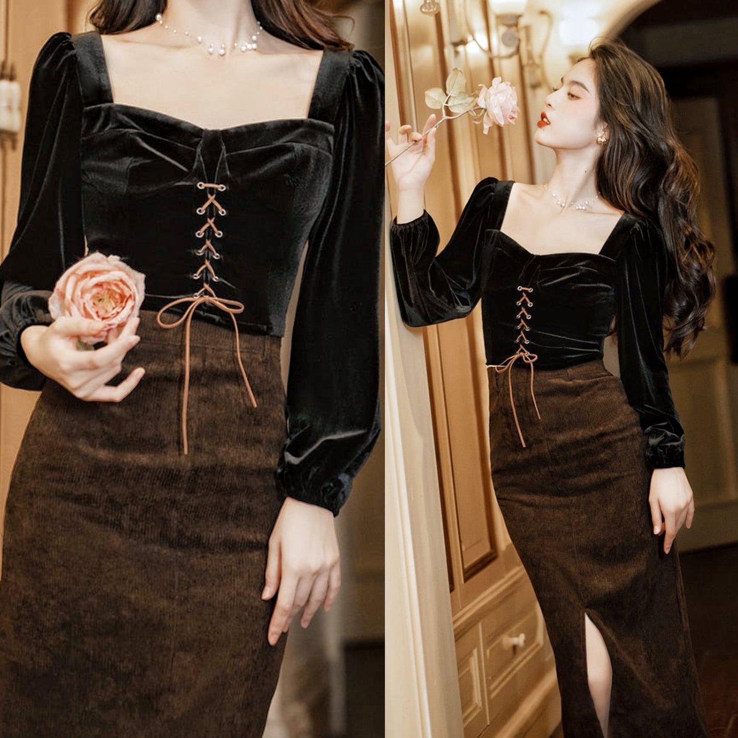 Darkening Night 2-piece Dark Academia Set