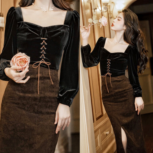 Darkening Night 2-piece Dark Academia Set
