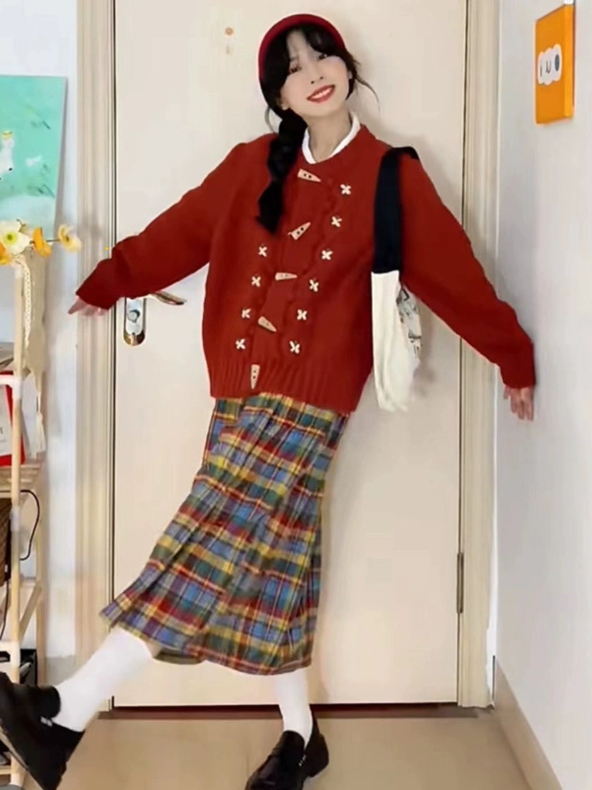 Plaid Pleated Wool Winter Skirt
