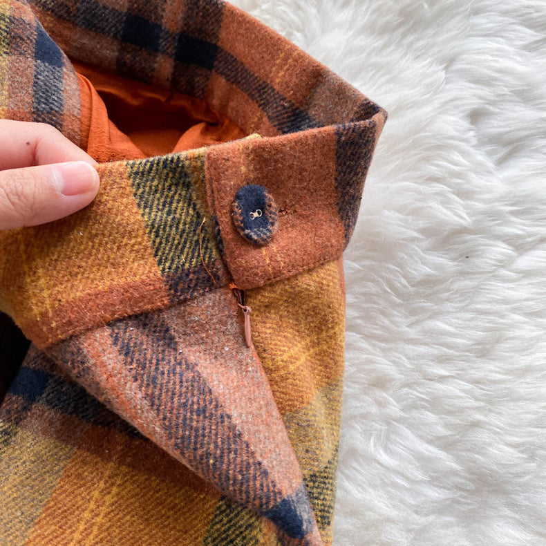 Fall Shadows Plaid Wool Vintage-Academia Skirt