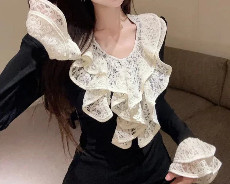Luana Dark Romantic Goth Ruffle Top