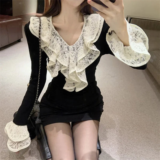 Luana Dark Romantic Goth Ruffle Top