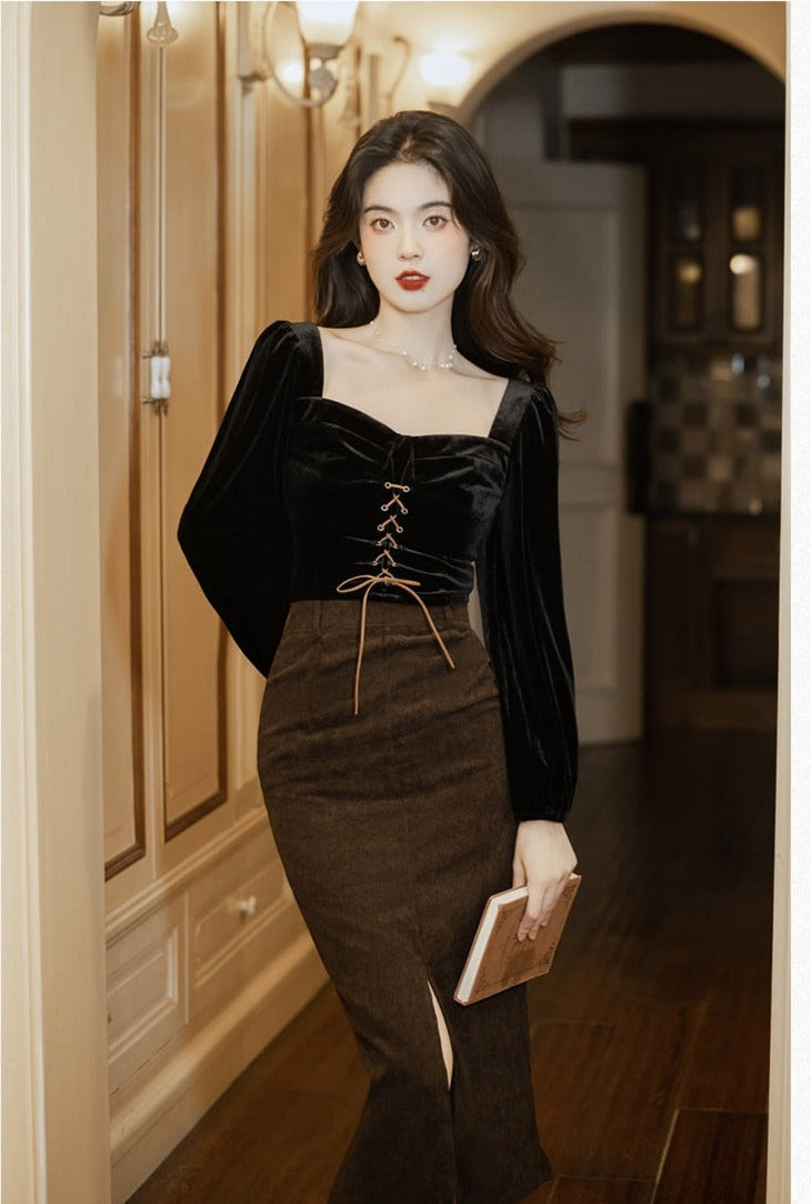 Darkening Night 2-piece Dark Academia Set