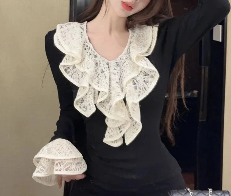 Luana Dark Romantic Goth Ruffle Top