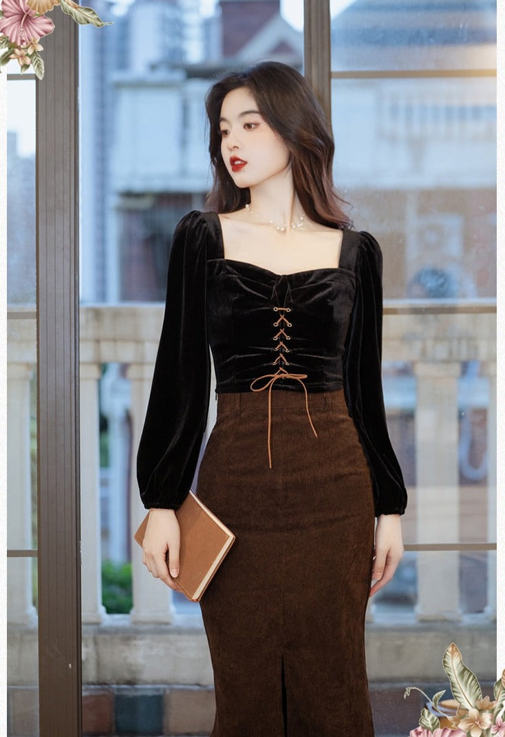 Darkening Night 2-piece Dark Academia Set