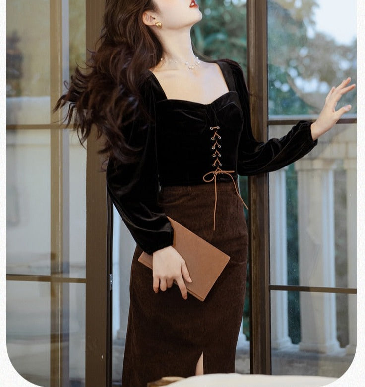 Darkening Night 2-piece Dark Academia Set