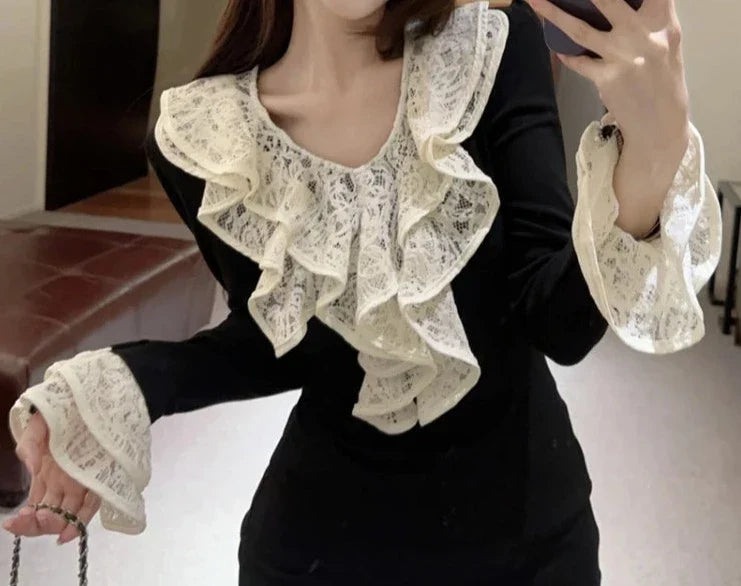 Luana Dark Romantic Goth Ruffle Top