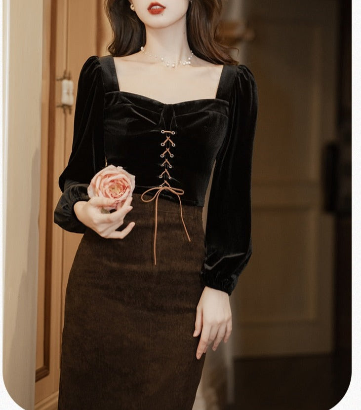 Darkening Night 2-piece Dark Academia Set