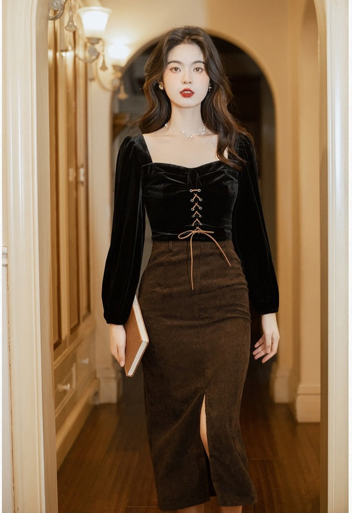Darkening Night 2-piece Dark Academia Set