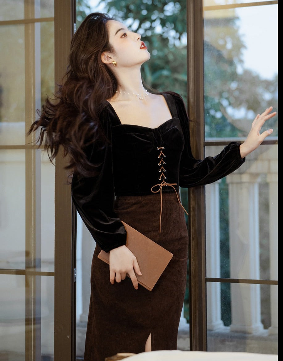 Darkening Night 2-piece Dark Academia Set