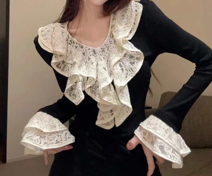 Luana Dark Romantic Goth Ruffle Top