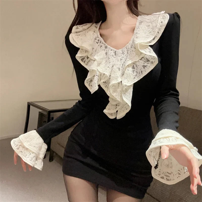 Luana Dark Romantic Goth Ruffle Top