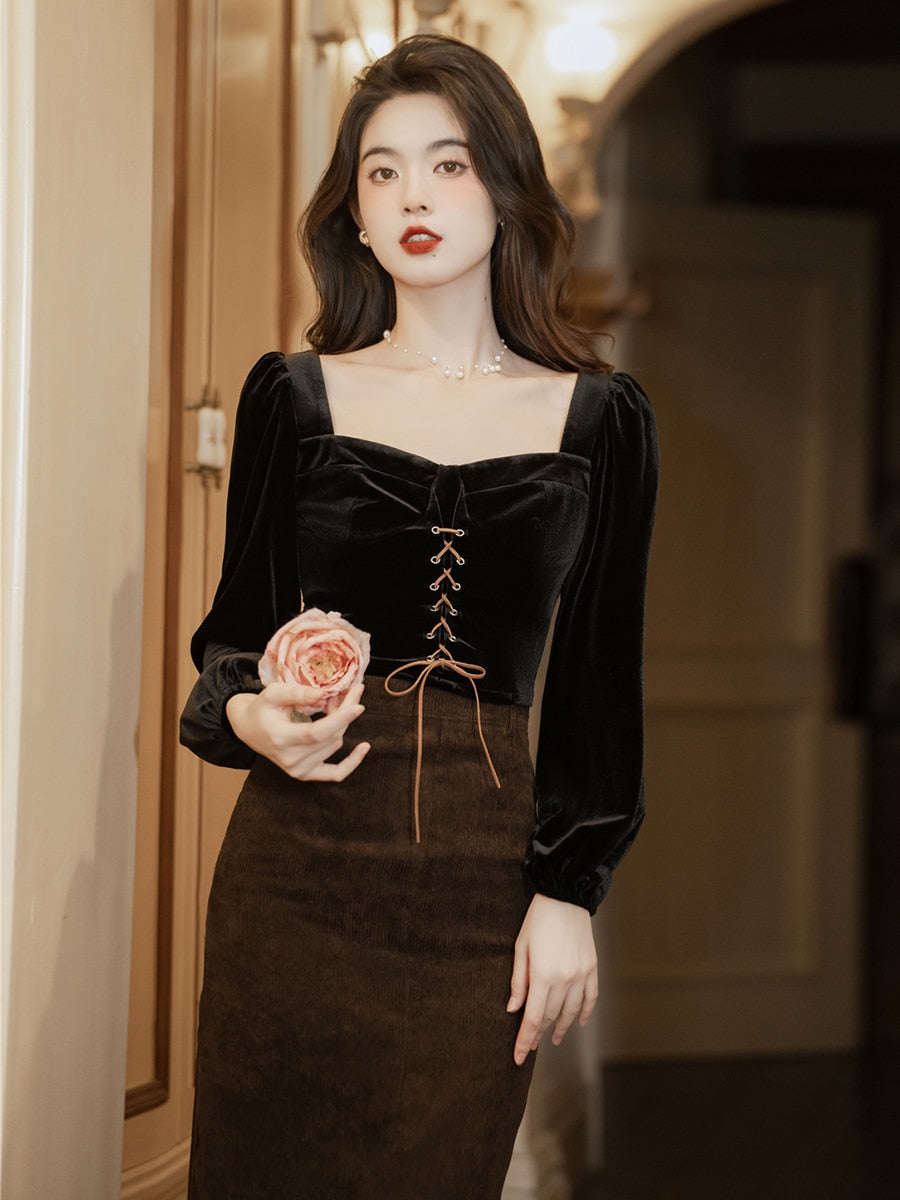 Darkening Night 2-piece Dark Academia Set