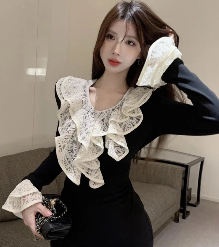 Luana Dark Romantic Goth Ruffle Top