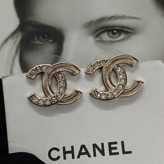 18K  Chanel Vintage Diamond Gold Earrings