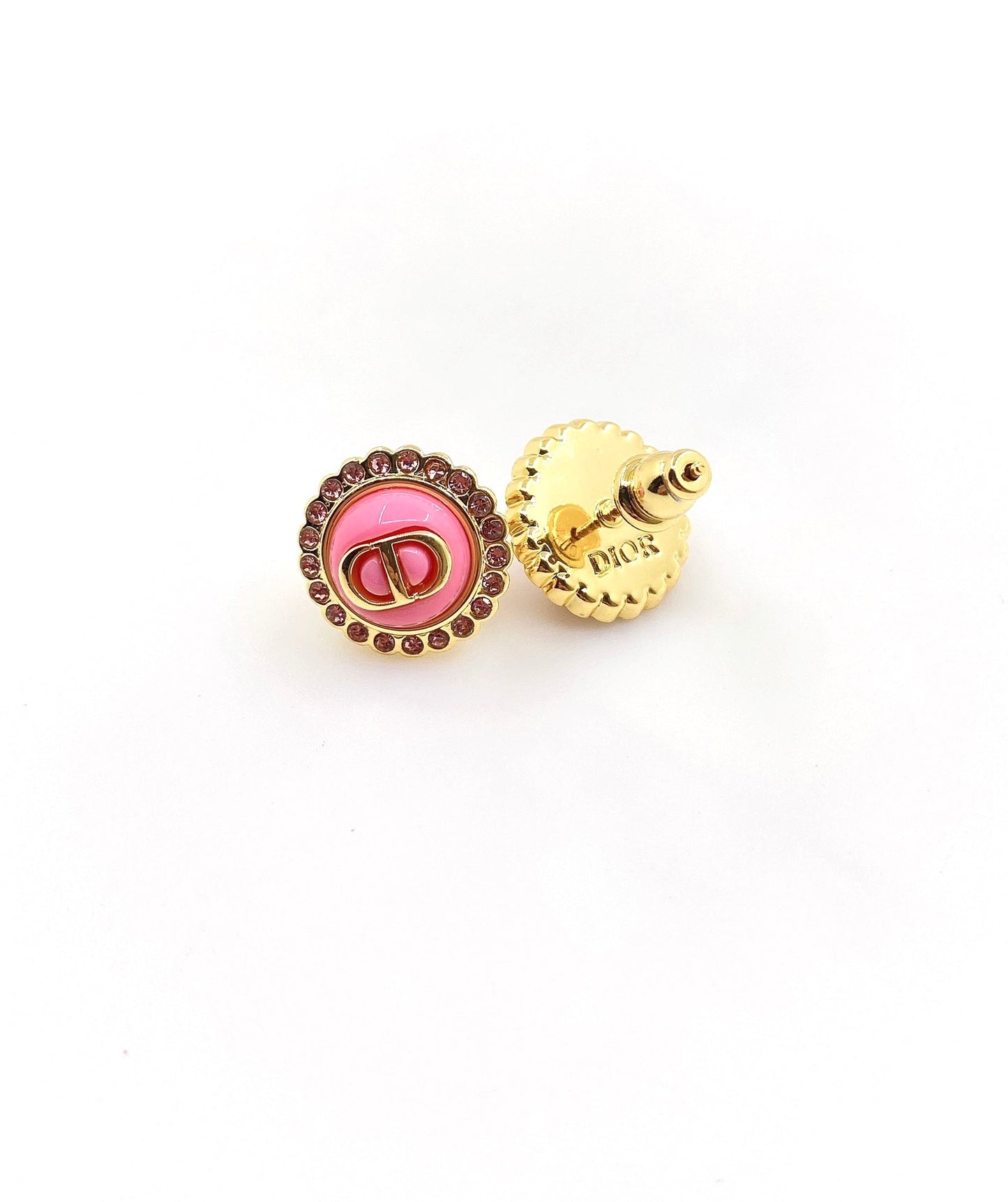 18K  Chanel Pink Crystal Earrings