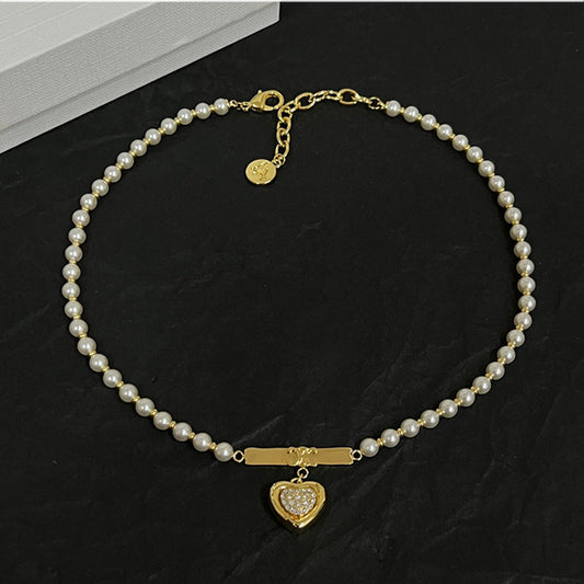 18K Celine Heart Pearl Necklace