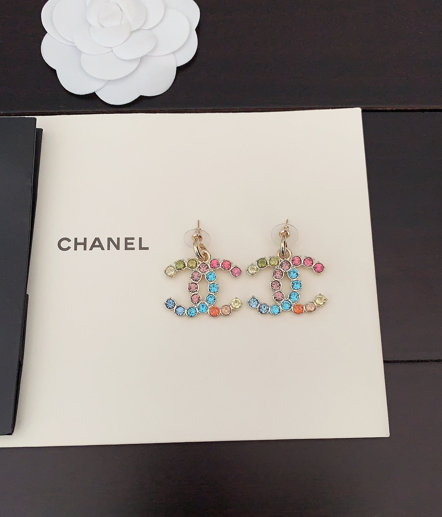 18K  Chanel Color Crystals Earrings