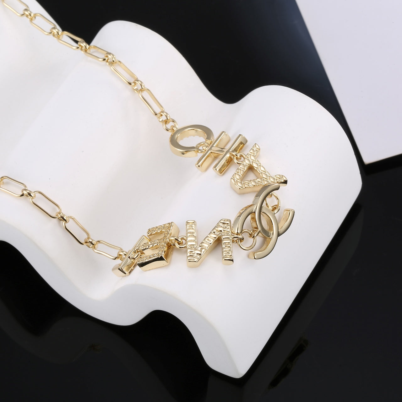 18K  Chanel Script Chain Necklace